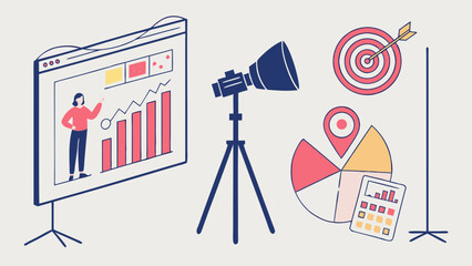 Business Strategy Presentation Target Audience Planning and Analytics Illustration.