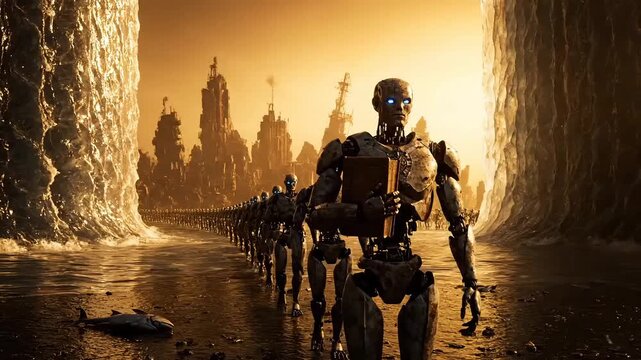 The Exodus of Robots from the Human World. A Sci-Fi Analogy Based on Religious Themes
