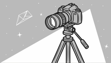 Camera on Tripod Illustration.