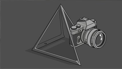 Camera and Geometric Shape Illustration.