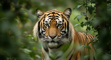Intense Gaze - A Majestic Tiger Portrait in the Jungle.