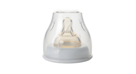 Baby bottle nipple with cap isolated on transparent background, a safe and hygienic feeding solution for infants, ensuring comfort and proper nutrition