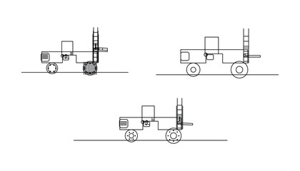 Forklift Outline Unique Vector – Industrial Vehicle Icon, Warehouse Equipment Silhouette, and Heavy Machinery Illustration
