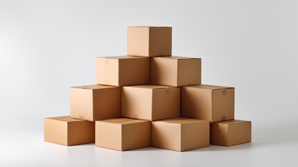 Obraz premium Stack of Brown Cardboard Boxes in Minimalist Design for Packaging and Shipping Purposes