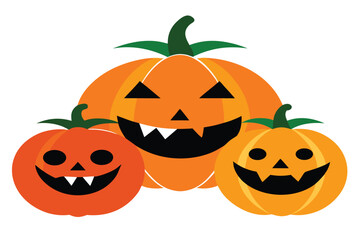 Vector art of three pumpkins with scary faces for halloween day