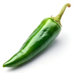 Isolated Green Serrano Pepper on White Background green chili