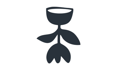 a glass and a flower connected by one stem