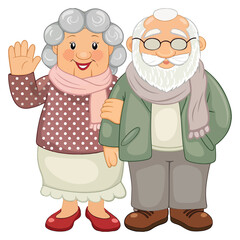 Happy Grandparents and Family Illustration Vector