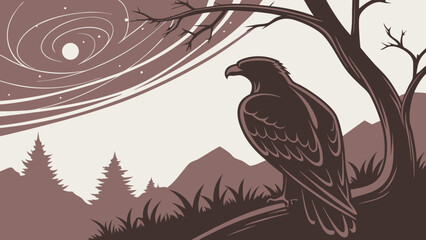 Fototapeta premium Majestic Eagle Perched in a Mountainous Landscape.