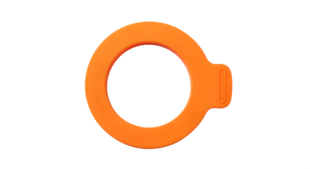 Bright orange silicone ring isolated on transparent background, a versatile and durable accessory for various applications, showcasing its vibrant color and smooth texture