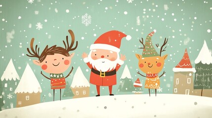 Fototapeta premium christmas card with santa claus