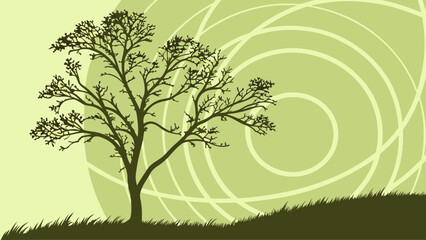 Obraz premium Minimalist Tree Silhouette Against Pastel Backdrop.