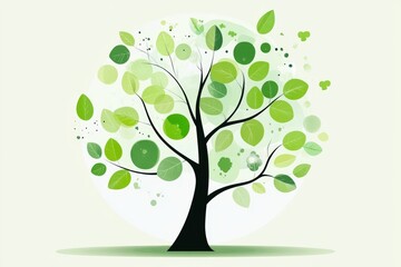 Vibrant green leaves on abstract plant illustration symbolizing growth and nature