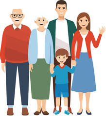 Fototapeta premium Happy Grandparents and Family Illustration Vector