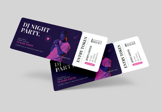 Modern DJ Night Party Event Ticket Template