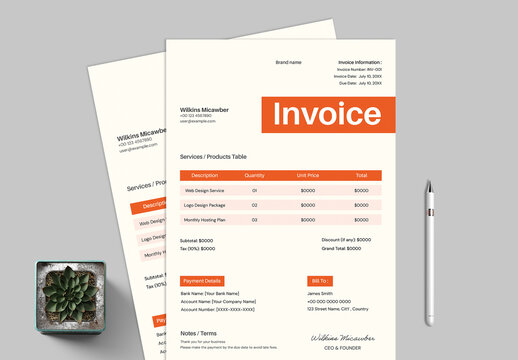 Minimal Invoice Form Template for Business Use