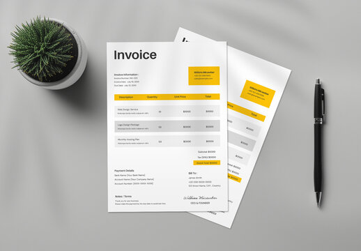 Minimal Corporate Invoice Template with Clean Modern Style