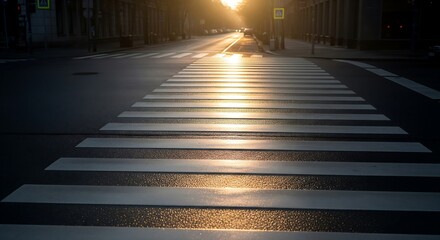 Illustration Of Sunlight On Empty Pedestrian Crossing Memorial
