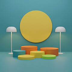 3d render of a modern living room display background