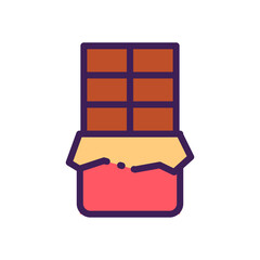 Chocolate Bar Icon With Wrapper In Pink Red Yellow And Brown Colors