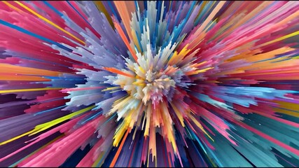 A vibrant explosion of colors radiating outward, creating a dynamic and abstract visual effect with a mix of warm and cool tones. - Powered by Adobe