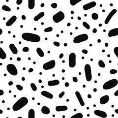 Fototapeta premium Black and white seamless pattern with abstract organic shapes. Repetitive monochrome background with spots for fabric, paper, and interior decor