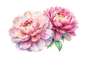 Fototapeta premium Elegant Pink Peony Watercolor Painting for Greeting Cards vector illustration