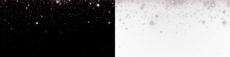 Starry night sky overlay with shimmering stars on a dark background transitioning to a soft white gradient, perfect for creative design projects and digital artwork applications