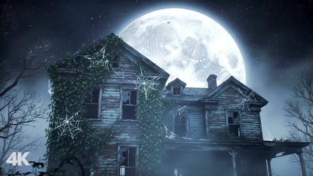 Haunted House under the Full Moon