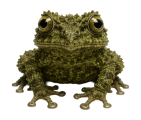 Vietnamese mossy frog featuring rough, green-brown skin that mimics moss.