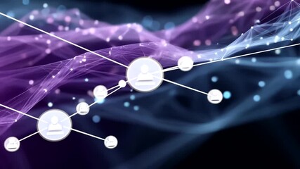 Abstract Concept of Digital Data Flow with Connections and User Icons in Modern Technology - Powered by Adobe