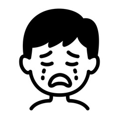 Crying Boy Icon. Crying icon. Mental health awareness icon