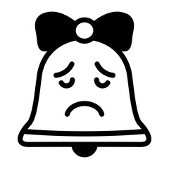 Sad Notification Bell Icon with Bow. Bad news icon. Sad Notification icon