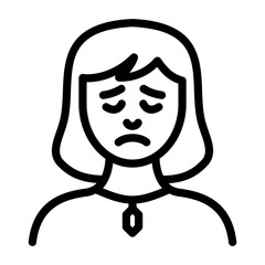 Sad woman icon in line style. Sad icon in line style. Mental health awareness icon