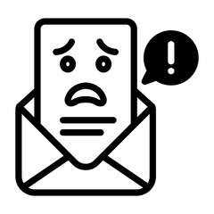 Email alert icon Bad news icon. Worried Mail Icon with Exclamation Mark in Simple. Email icon. 