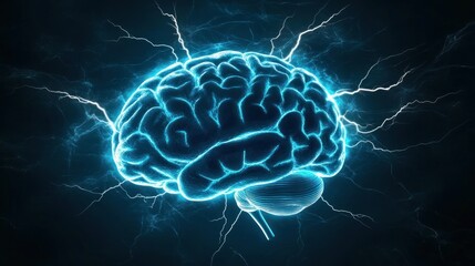 Detailed illustration of a glowing human brain.
