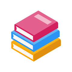 Colorful stack of three books isolated on knowledge learning education