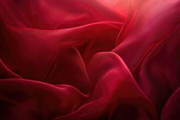 Obraz premium Vibrant red fabric waves with flowing texture and light reflections