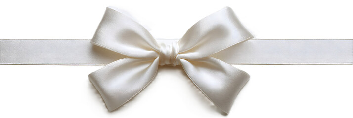 A delicate white ribbon tied into a bow, isolated on transparent background