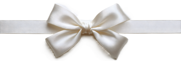 A delicate white ribbon tied into a bow, isolated on transparent background