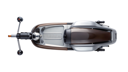 Scooter, silver and brown, cutout, PNG isolated on transparent background