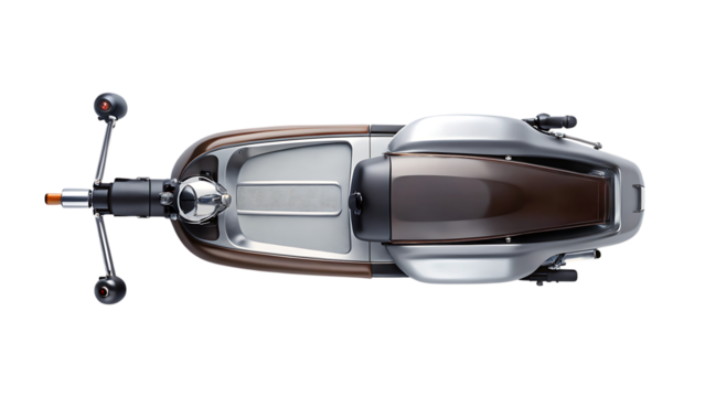 Scooter, silver and brown, cutout, PNG isolated on transparent background