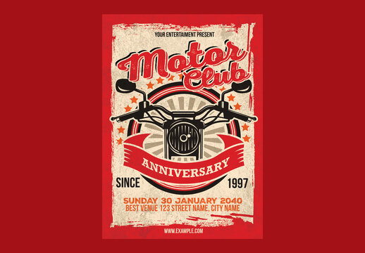Motor Club Anniversary Event Poster Flyer