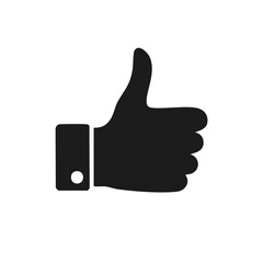 Hand silhouette with raised thumb, like gesture, approval symbol