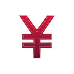 Obraz premium Japanese Yen Symbol in Red Gradient Finance and Currency Graphic Design