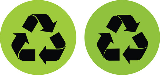 Obraz premium Two green recycling symbols silhouette isolated on white background