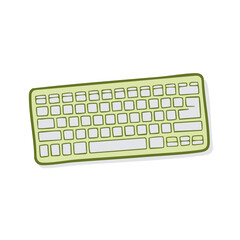 Green computer keyboard vector illustration for workplace technology concept with minimalist style