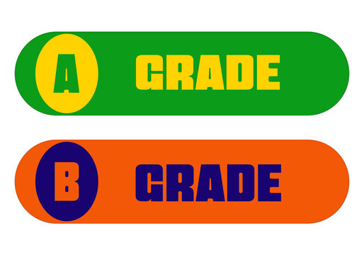 Two colorful grade buttons showcase academic performance and student achievement, offering a visual representation of educational success for reports and presentations - Powered by Adobe