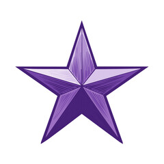 Fototapeta premium A polished metallic purple five-pointed star with faceted shading and a subtle sheen