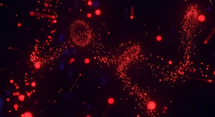 Abstract Red Particle Flow - Dynamic Energy and Visual Depth.